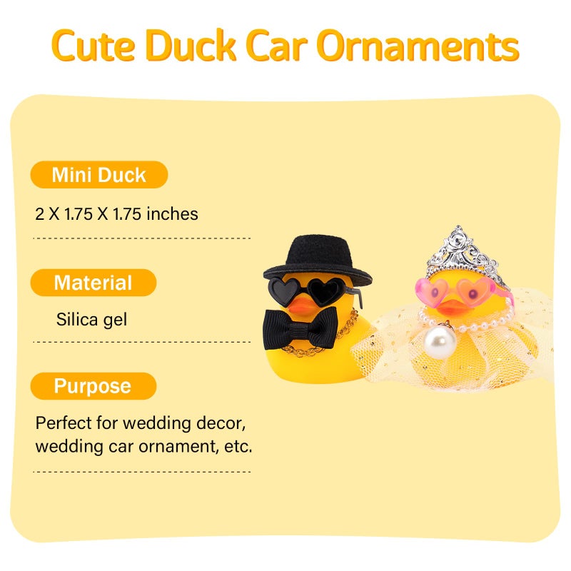 wonuu Pair Set of 2 Wedding Rubber Ducks  Bride Groom Duckies Marriage Rubber Duck Mini Couple Ducky for Ceremony Gift Souvenir Marry Blessings Elegant Heartwarming Present  White - Image 3
